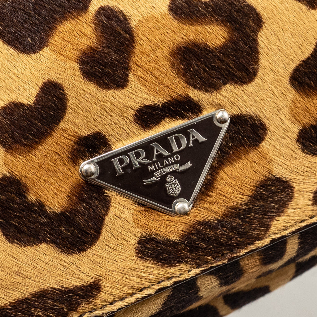 PRADA LEOPARD PRINT SHOULDER BAG PONYHAIR MULTICOLOURED SHW