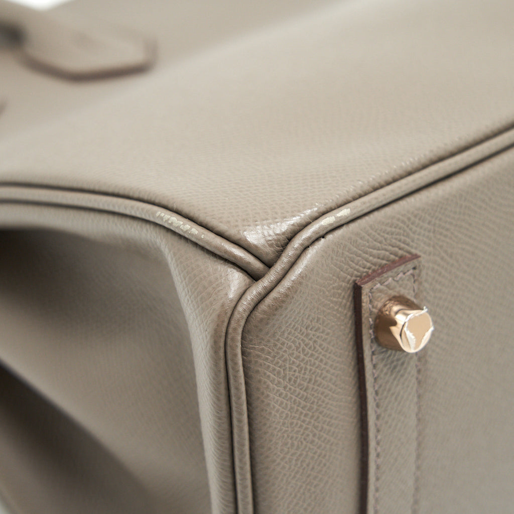 HERMES BIRKIN 30 8F GRIS ETAIN EPSOM LEATHER RGHW