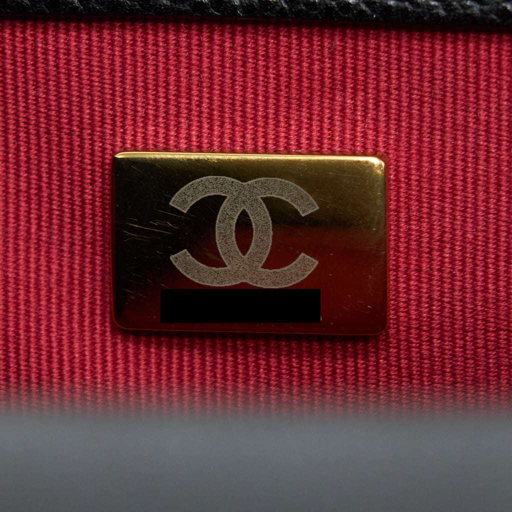 CHANEL DETAIL CHAIN FLAP BAG GRAINED CALFSKIN BLACK GHW (MICROCHIP)
