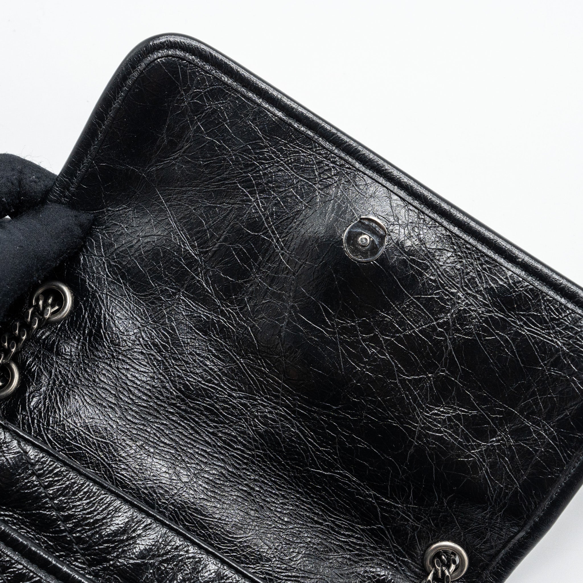 SAINT LAURENT/YSL NIKI BABY BAG VINTAGE CALFSKIN BLACK RUTHENIUM HARDWARE