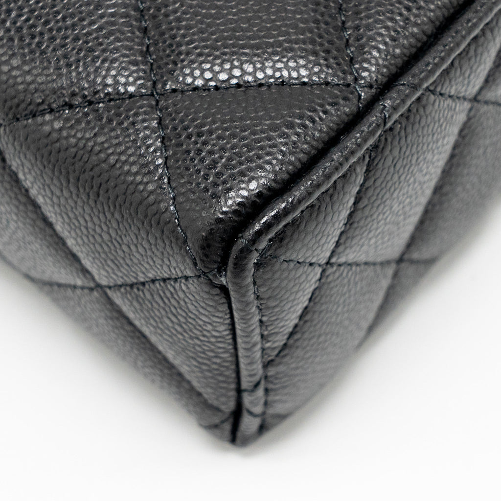 CHANEL 25P CC TOP HANDLE VANITY WITH CHAIN CAVIAR BLACK LGHW (MICROCHIP)