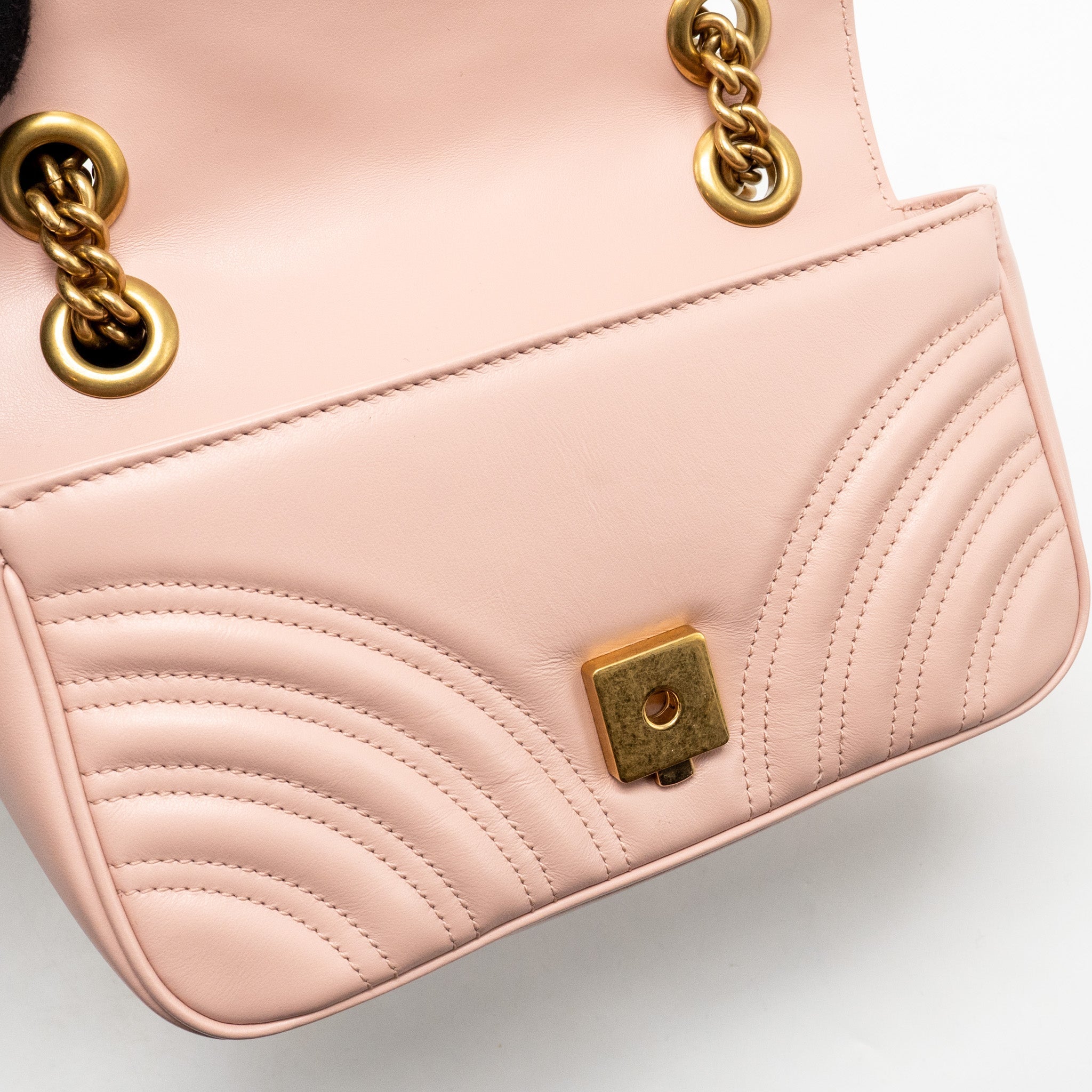 GUCCI SMALL GG MARMONT SHOULDER BAG CALFSKIN PINK GHW