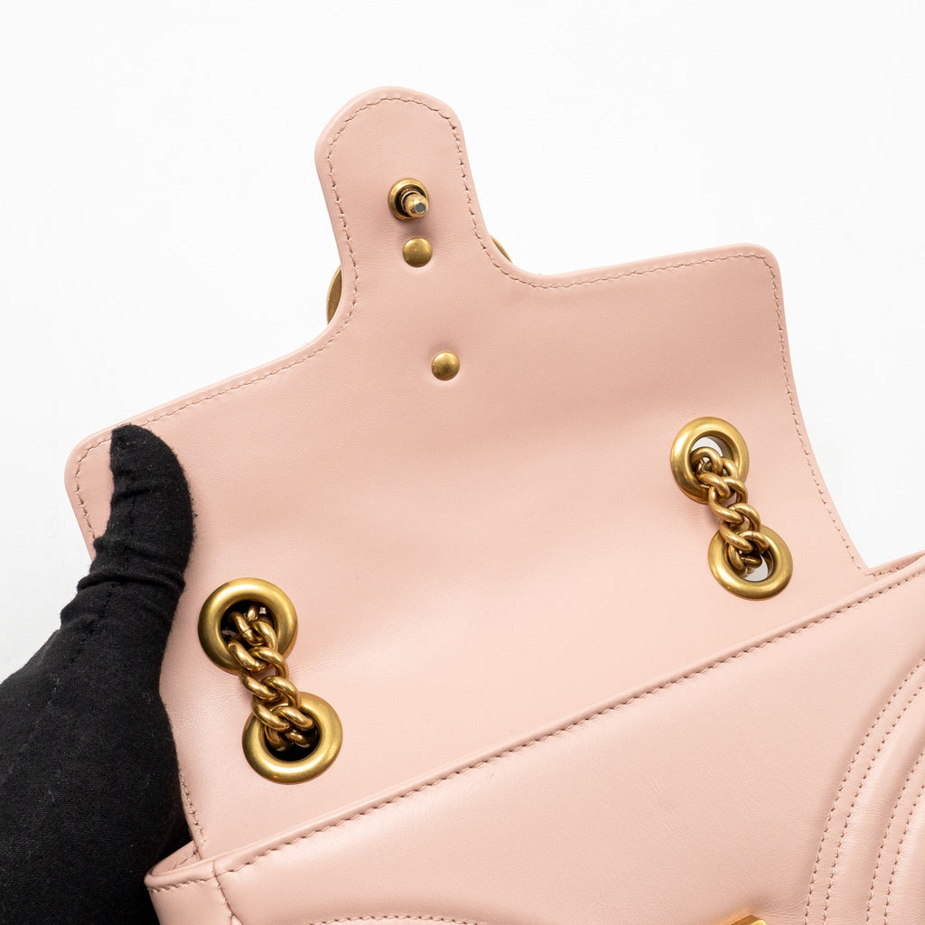 GUCCI SMALL GG MARMONT SHOULDER BAG CALFSKIN PINK GHW