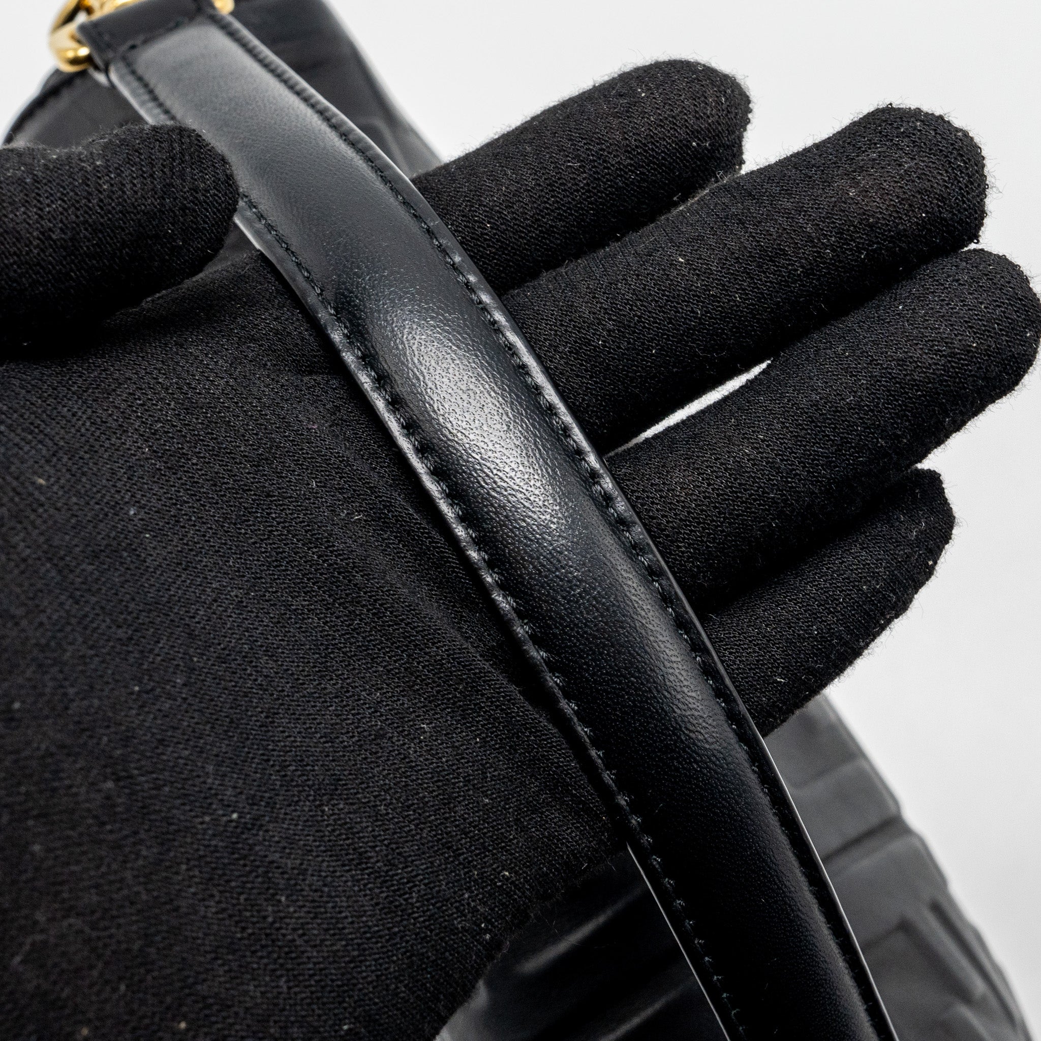 FENDI BAGUETTE BAG WITH FF MOTIF NAPPA BLACK GHW