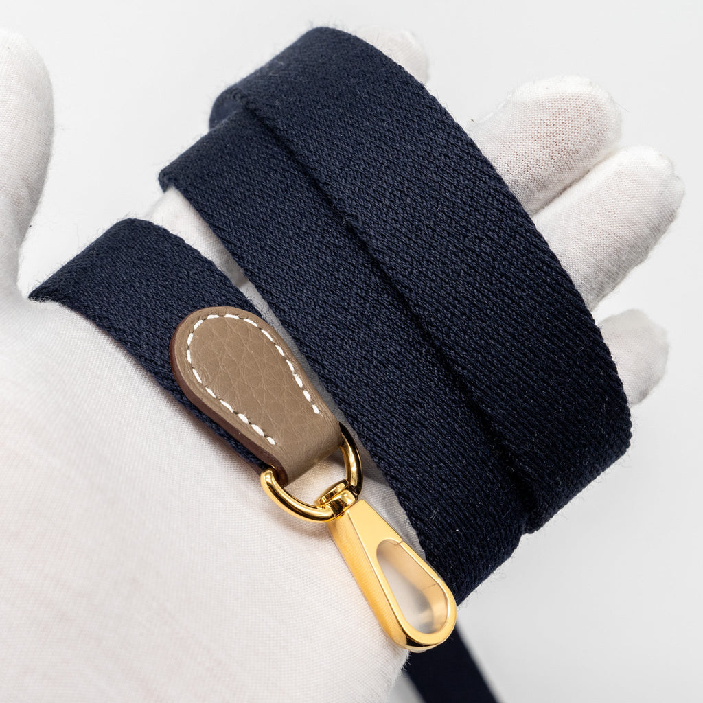 HERMES MINI EVELYN CLEMENCE ETOUPE/BLUE INDIGO GHW
