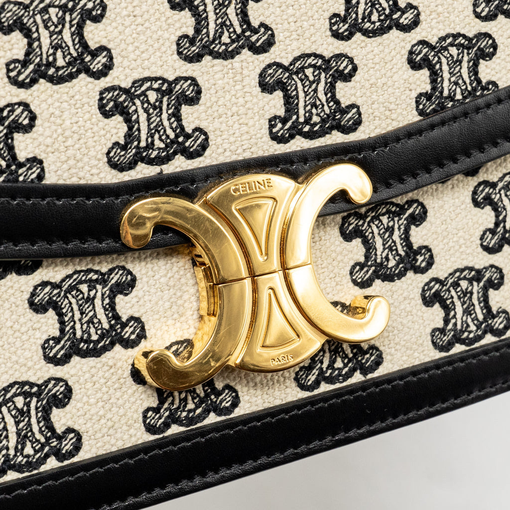 CELINE TEEN TRIOMPHE BAG TRIOMPHE CANVAS/CALFSKIN BLACK/WHITE GHW