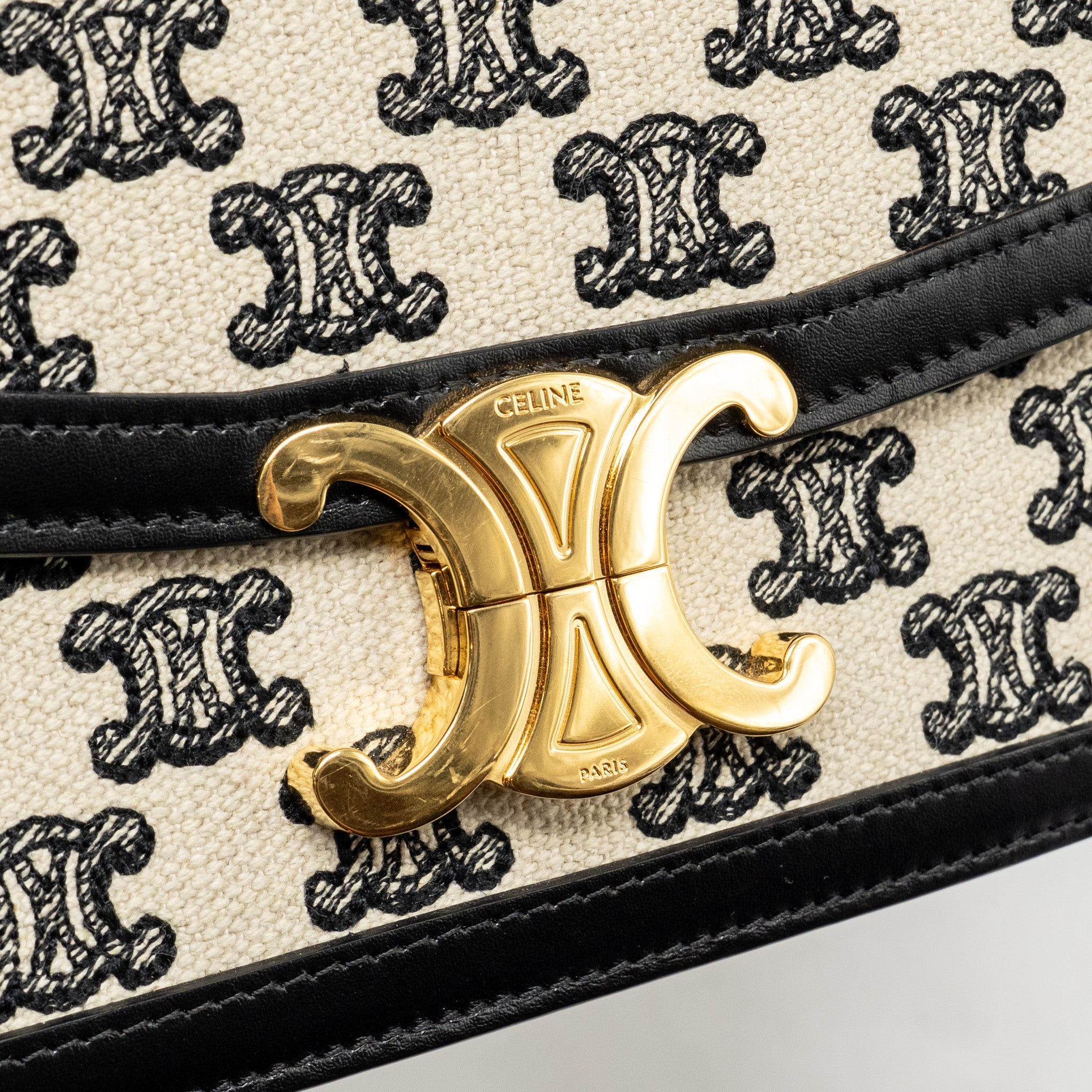 CELINE TEEN TRIOMPHE BAG TRIOMPHE CANVAS/CALFSKIN BLACK/WHITE GHW