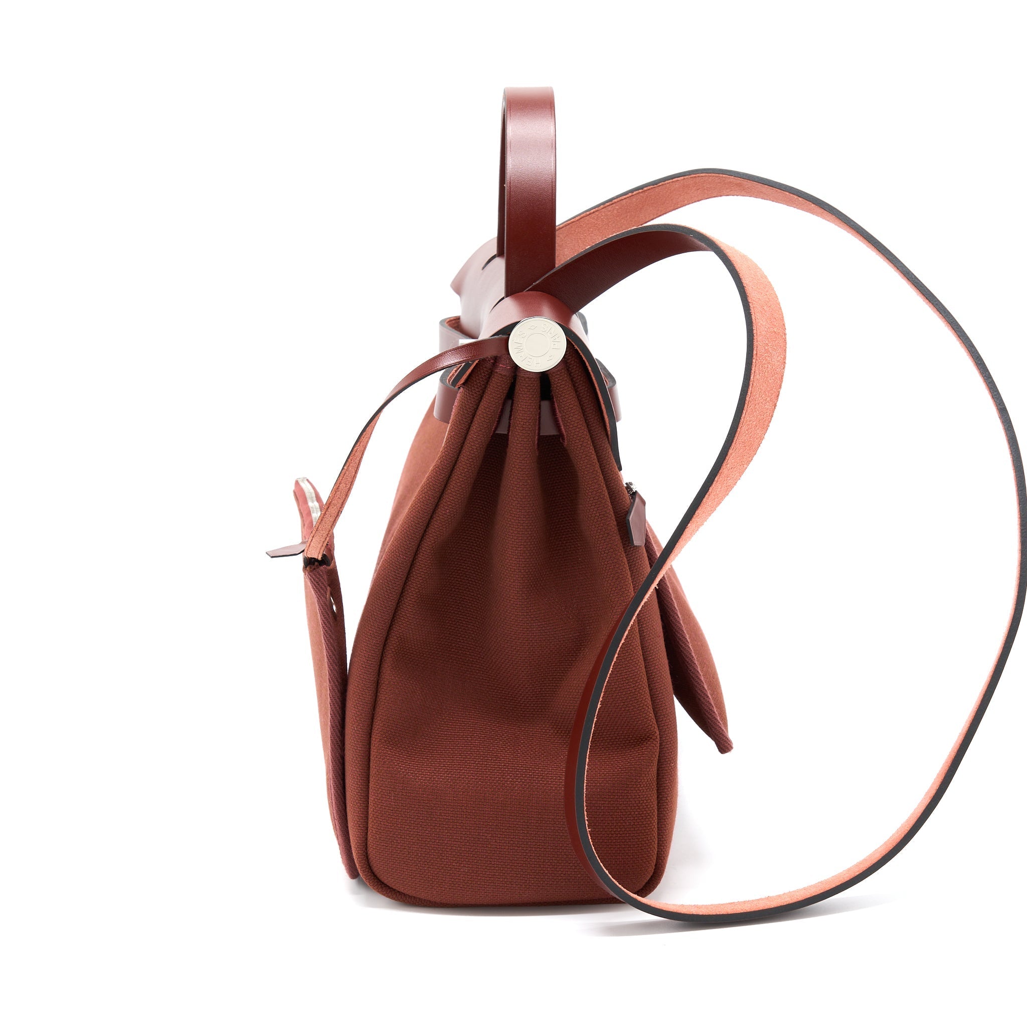 HERMES HERBAG ZIP 31 BAG CANVAS ROUGE H SHW