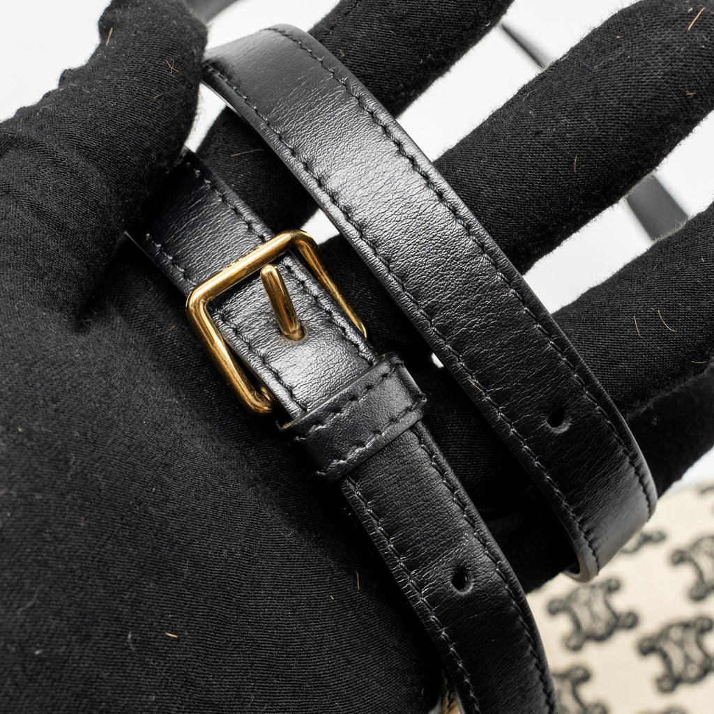 CELINE TEEN TRIOMPHE BAG TRIOMPHE CANVAS/CALFSKIN BLACK/WHITE GHW