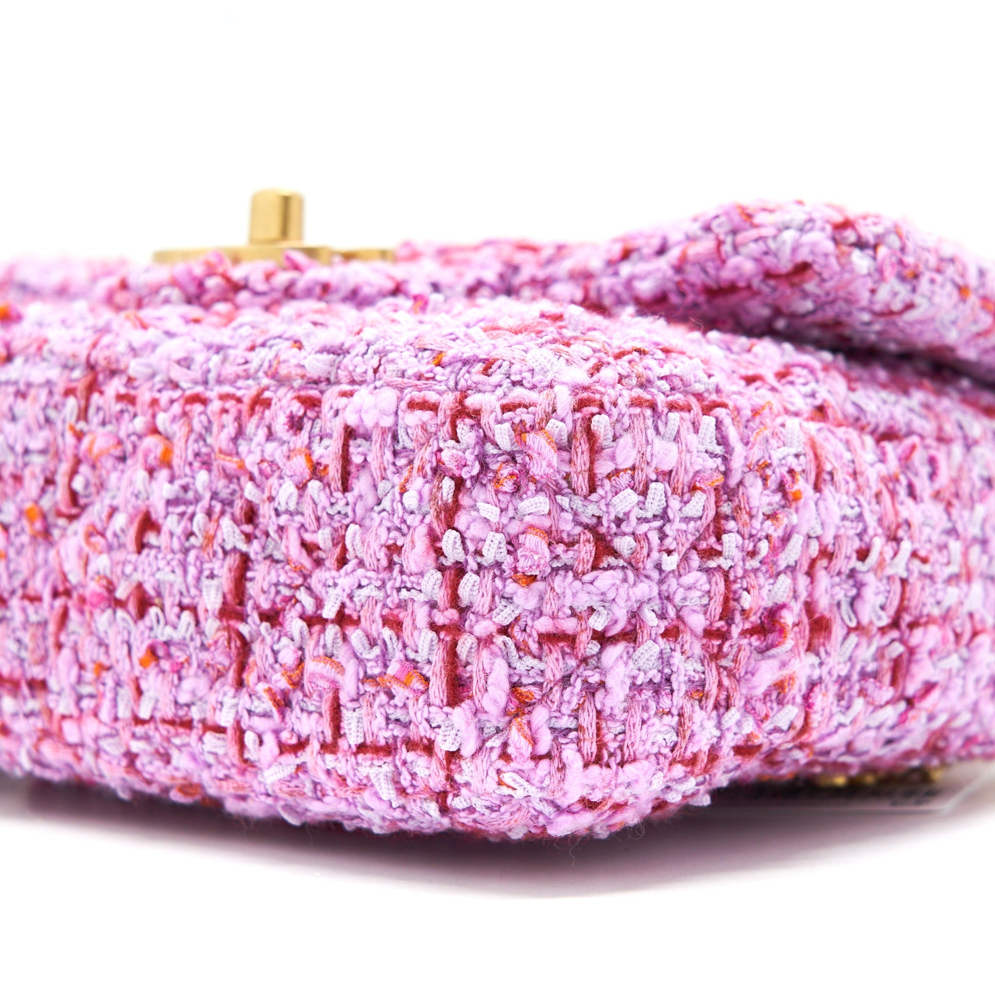CHANEL 22P SQUARE FLAP BAG TWEED PINK WITH PINK HARDWARE