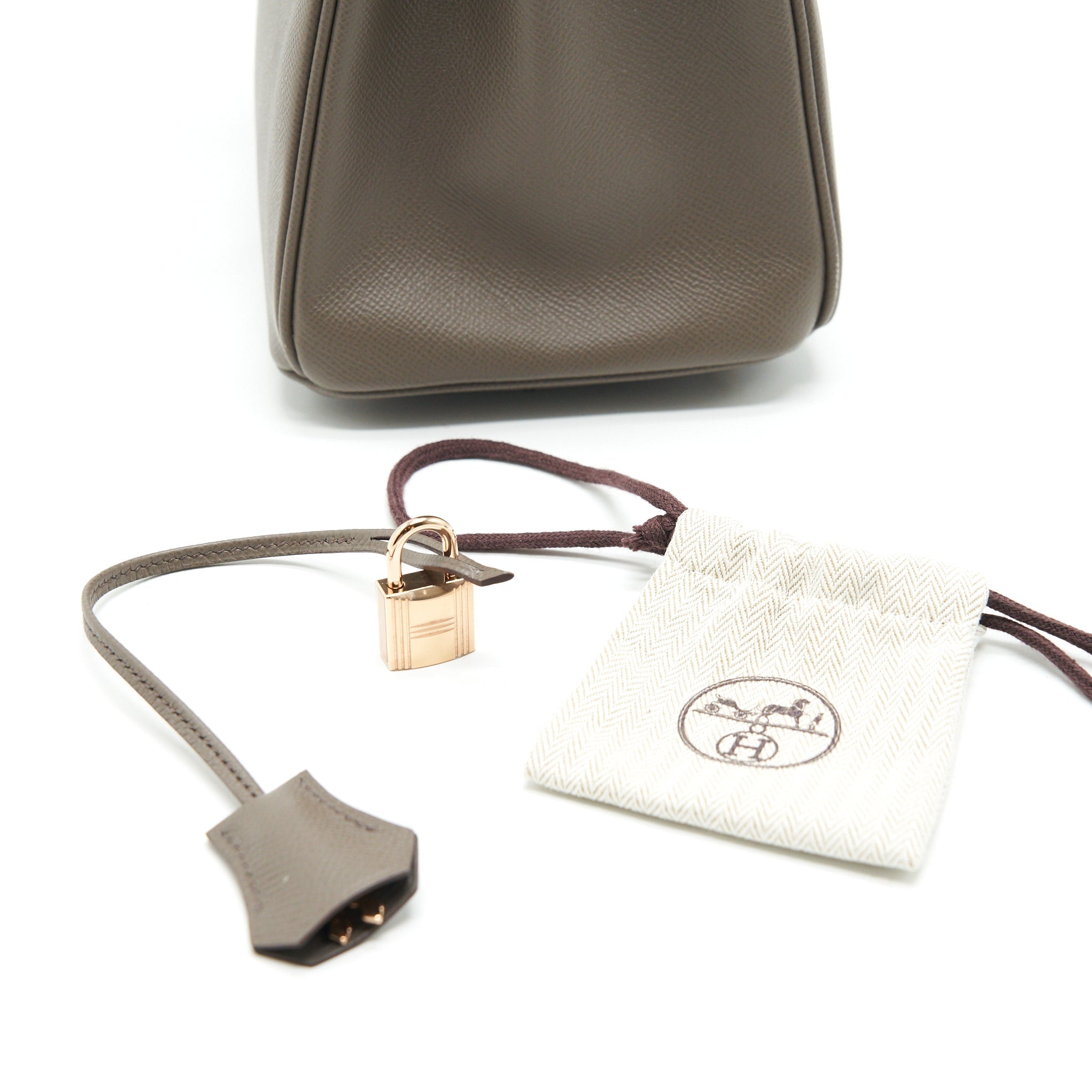 HERMES BIRKIN 30 8F GRIS ETAIN EPSOM LEATHER RGHW