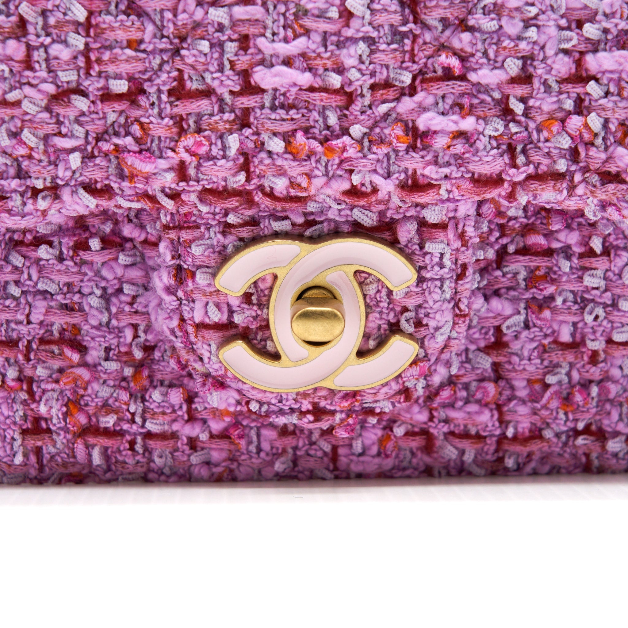 CHANEL 22P SQUARE FLAP BAG TWEED PINK WITH PINK HARDWARE