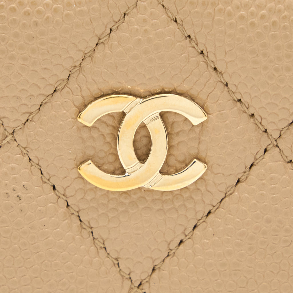 CHANEL CLASSIC CARD HOLDER CAVIAR DARK BEIGE GHW