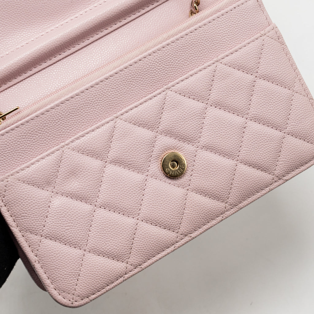 CHANEL CLASSIC WALLET ON CHAIN CAVIAR LIGHT PINK LGHW