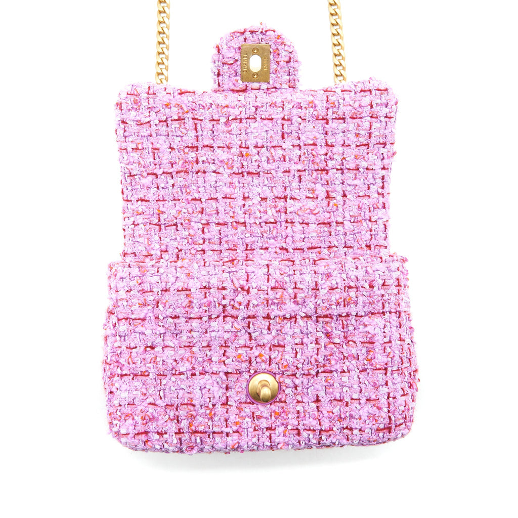 CHANEL 22P SQUARE FLAP BAG TWEED PINK WITH PINK HARDWARE