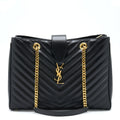 SAINT LAURENT/YSL CHEVRON TOTE BAG BLACK GHW
