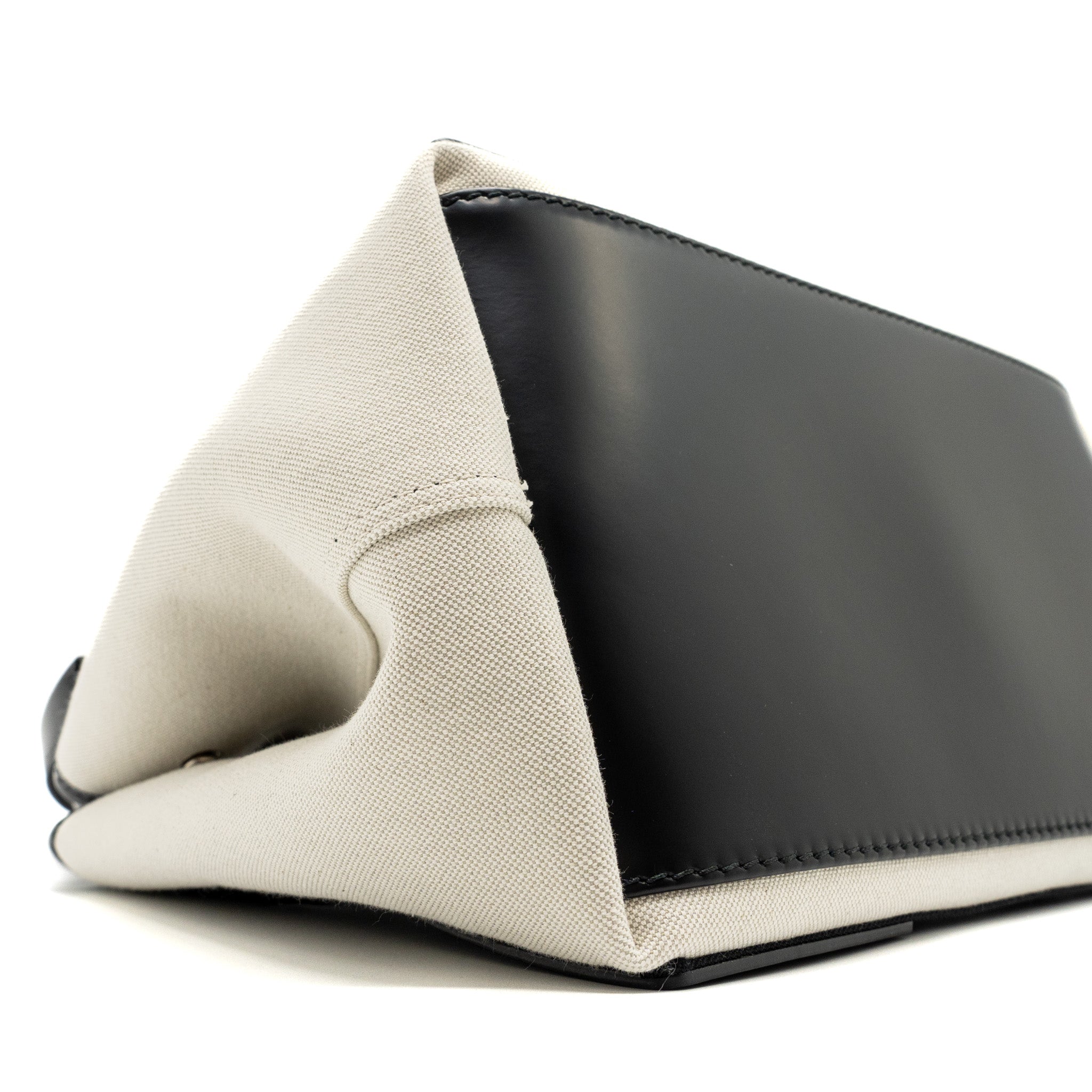 BALENCIAGA CABAS TOTE BAG CANVAS/CALFSKIN BEIGE/BLACK SHW