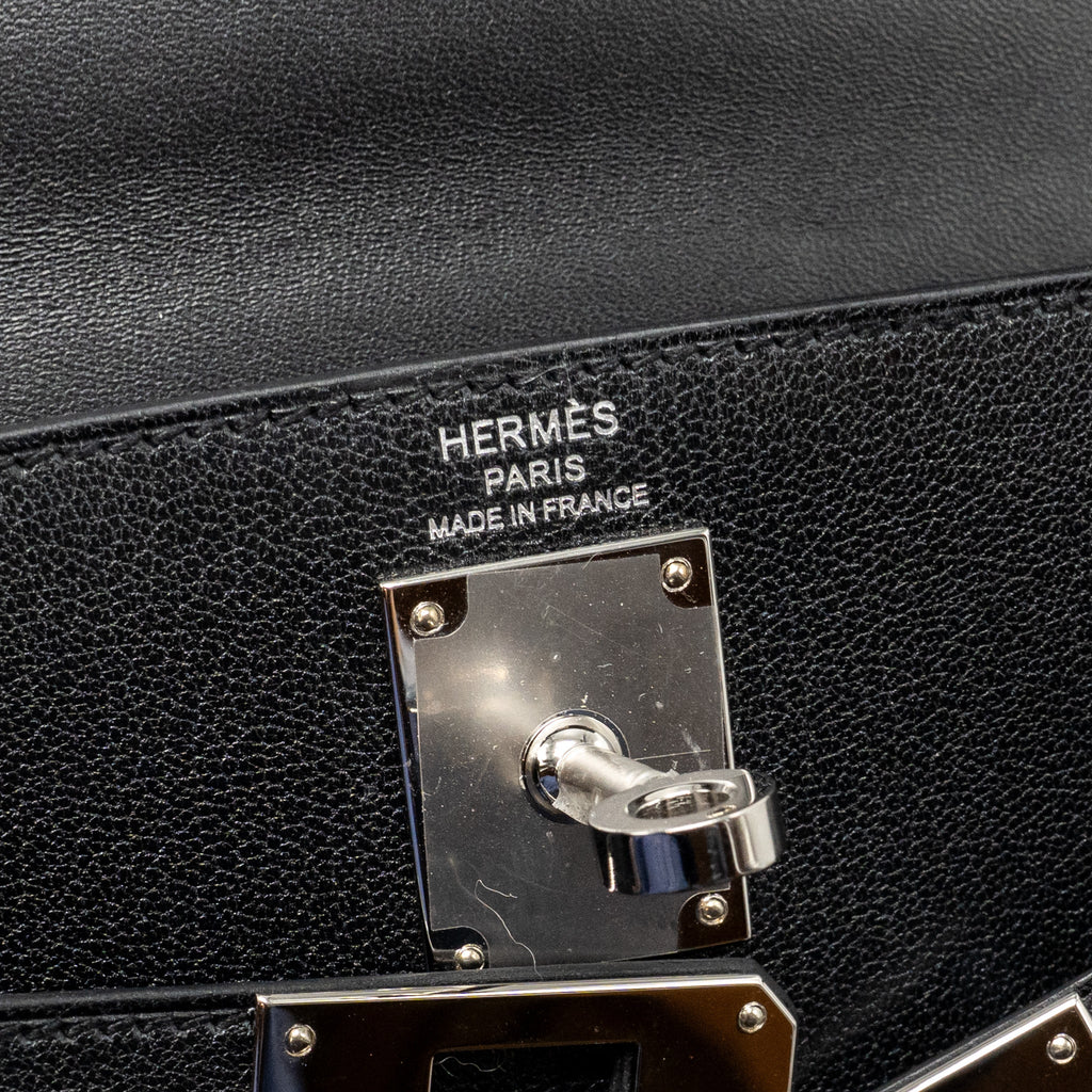 HERMES KELLY ELAN CHÈVRE CHAMKILA BLACK SHW