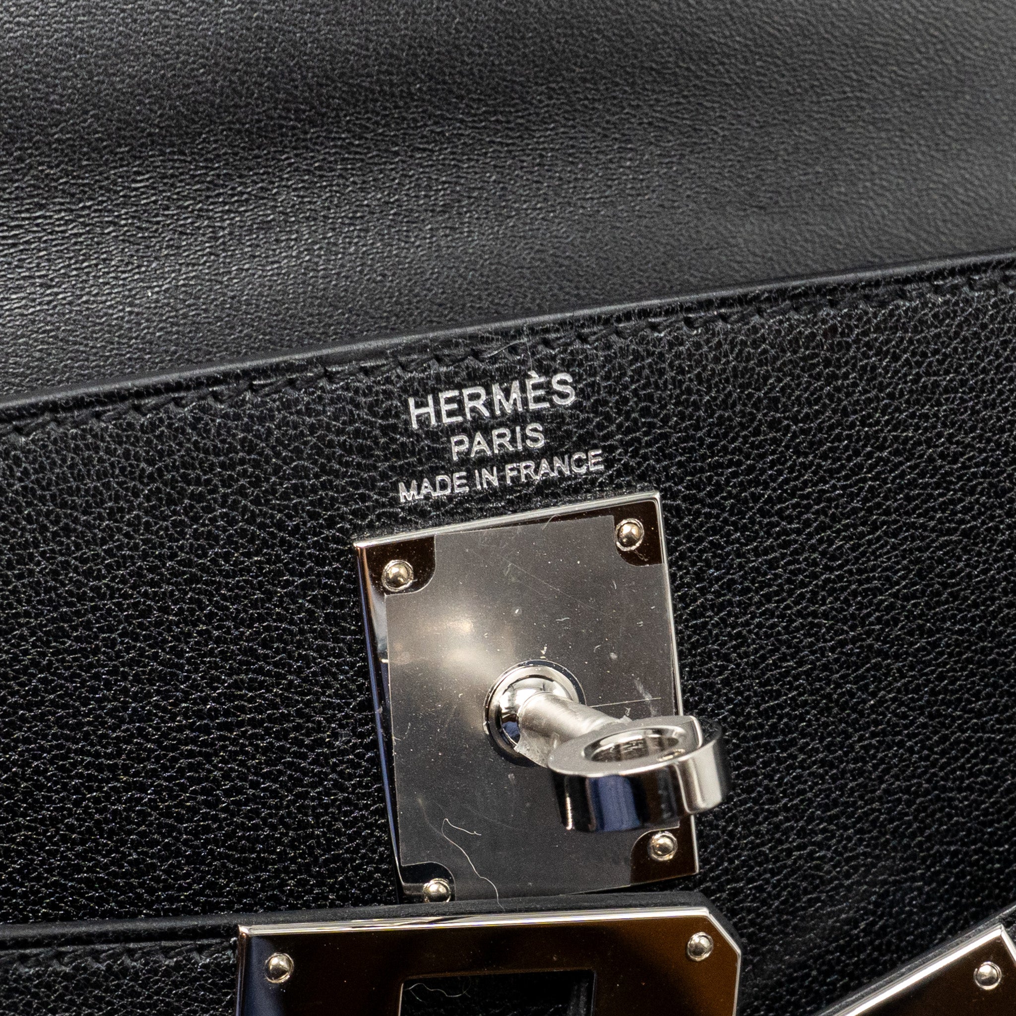 HERMES KELLY ELAN CHÈVRE CHAMKILA BLACK SHW