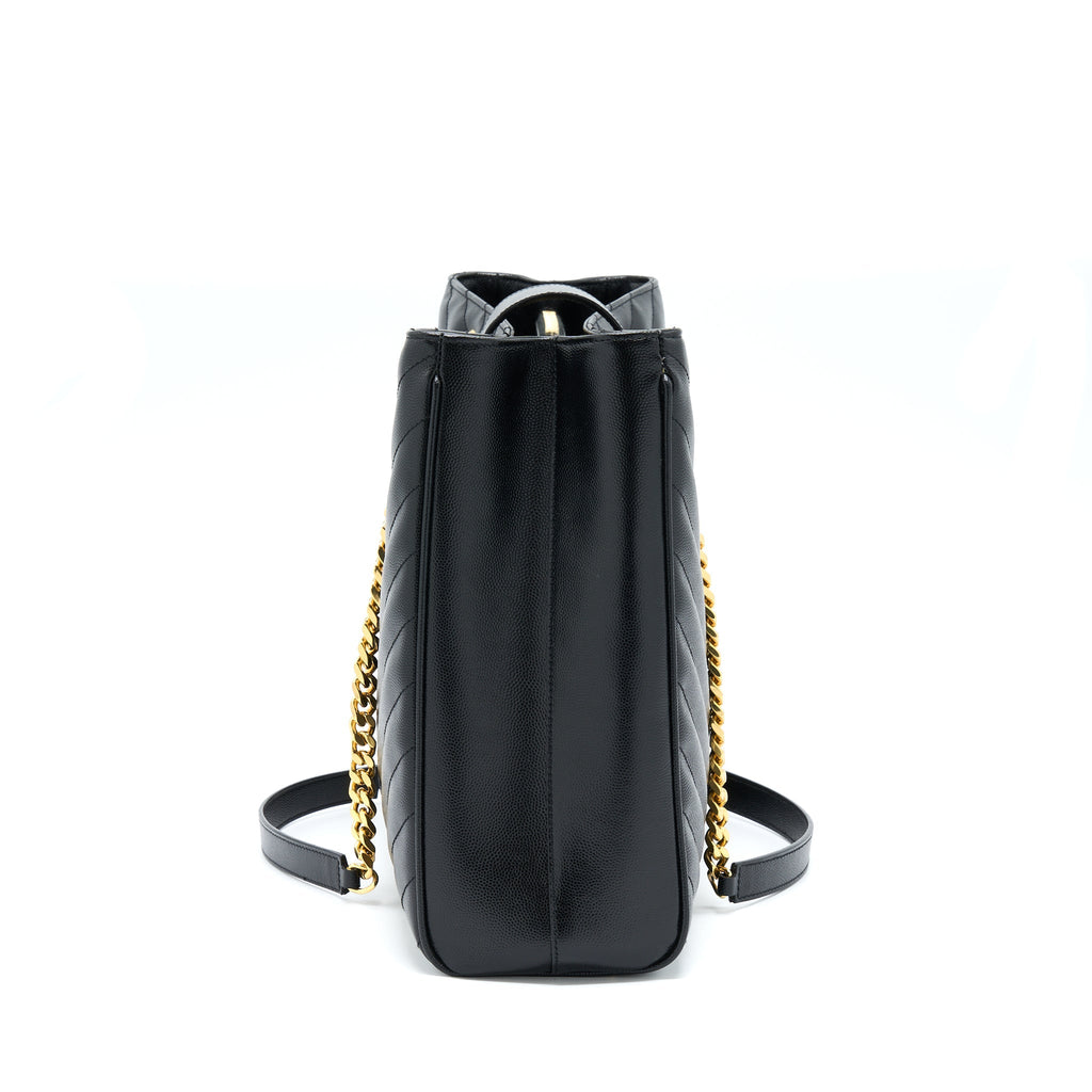SAINT LAURENT/YSL CHEVRON TOTE BAG BLACK GHW