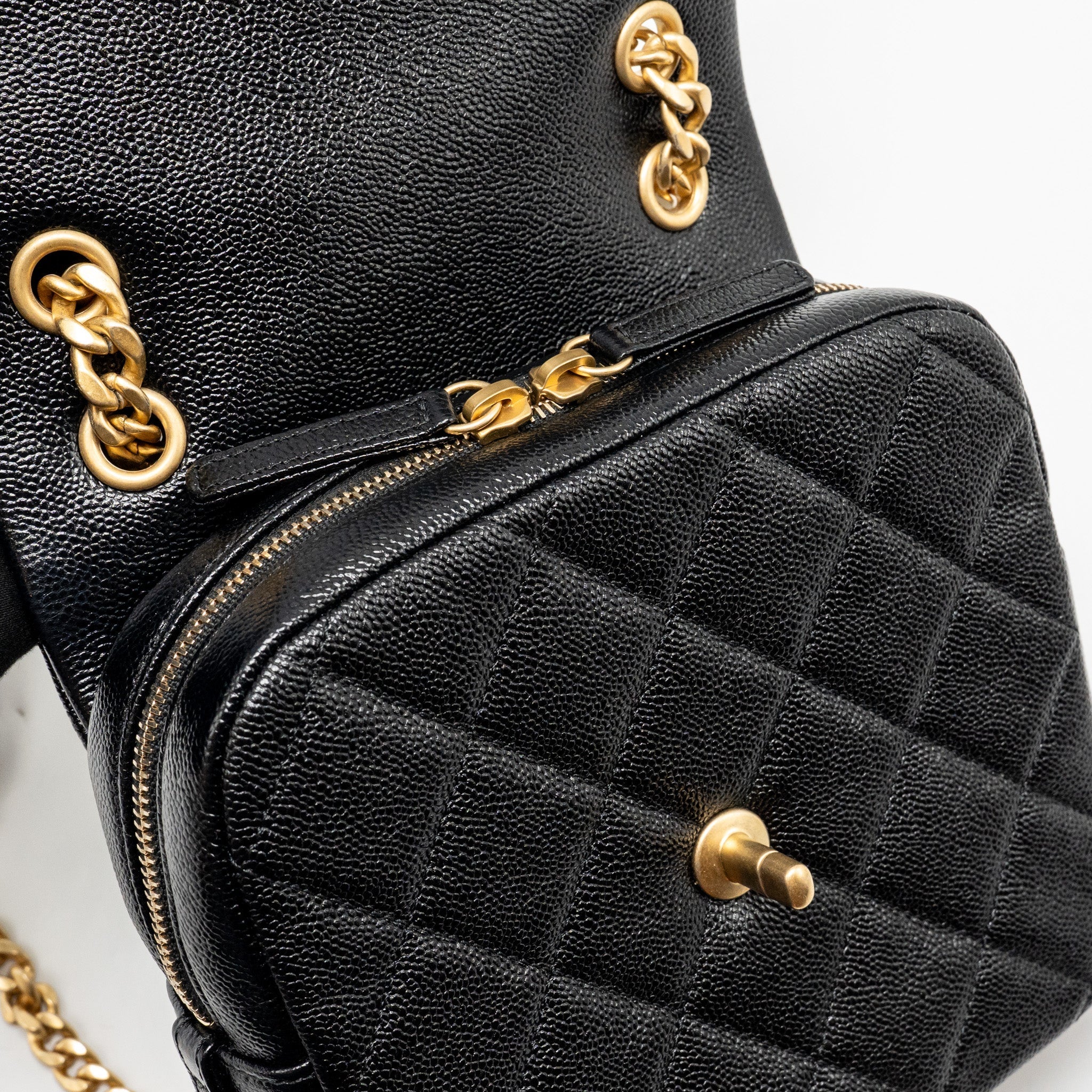CHANEL QUILTED FLAP BACKPACK CAVIAR BLACK GHW (MICROCHIP)