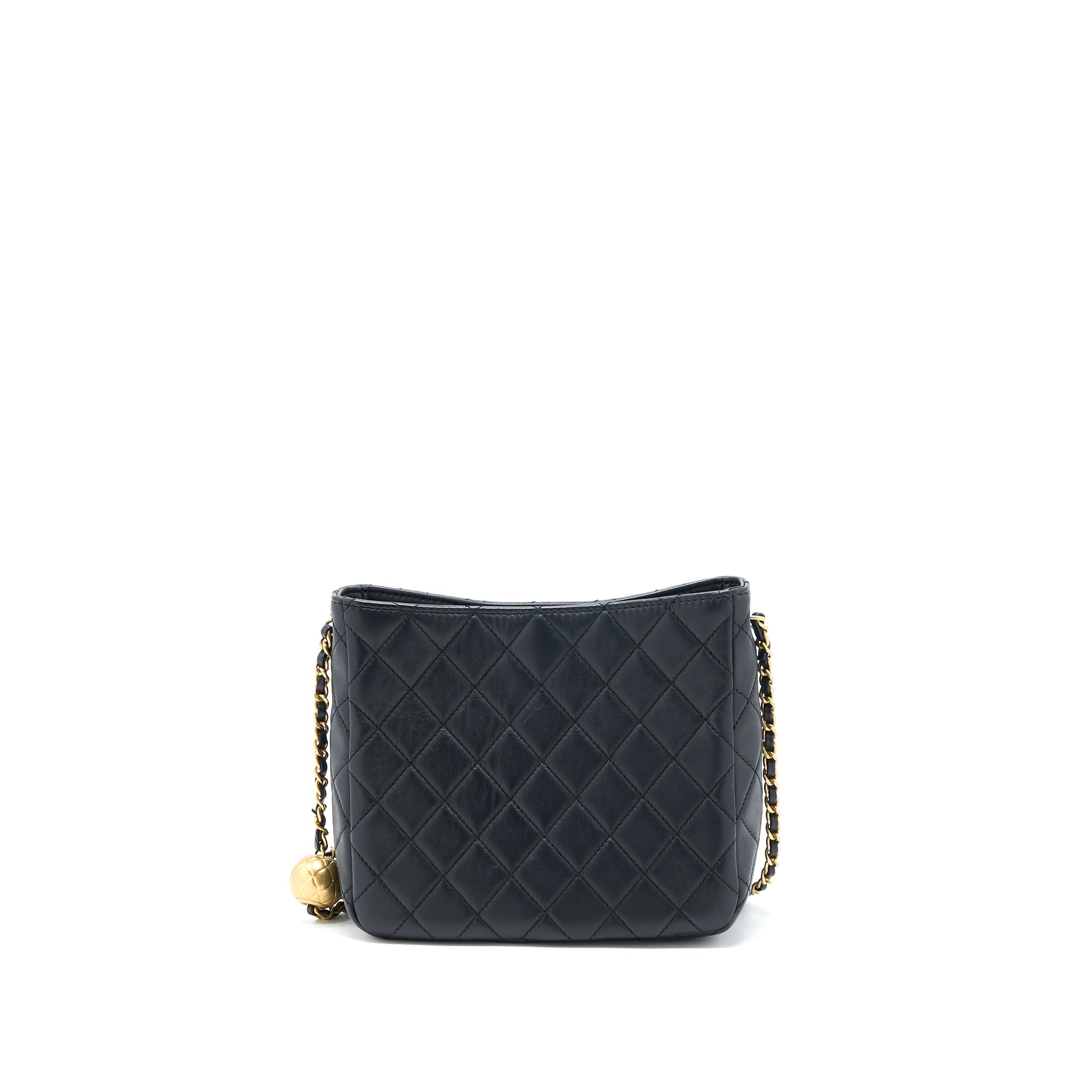 CHANEL 23C PEARL CRUSH HOBO BAG LAMBSKIN BLACK BRUSHED GHW (MICROCHIP)