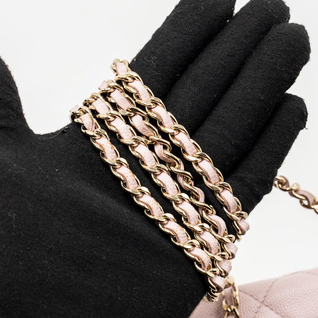 CHANEL CLASSIC WALLET ON CHAIN CAVIAR LIGHT PINK LGHW