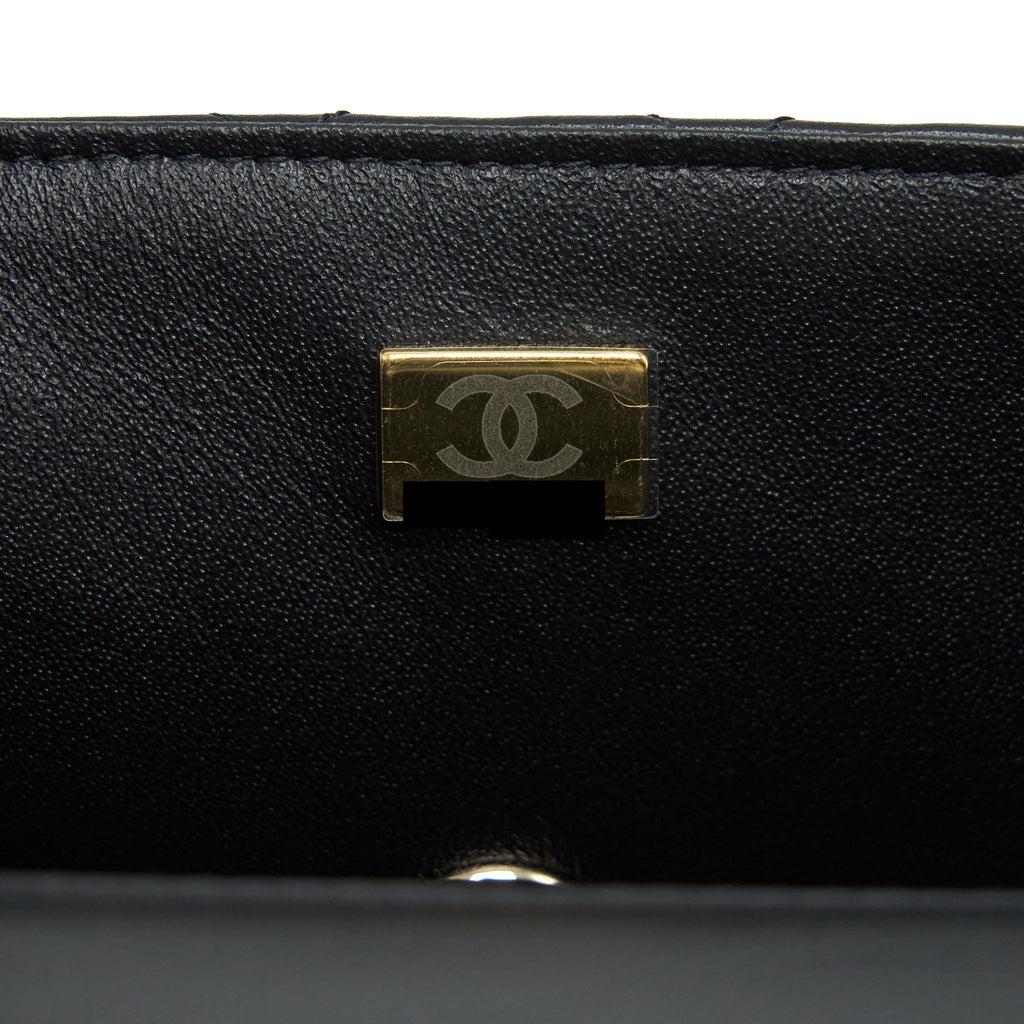 CHANEL 22P TOP HANDLE MINI RECTANGULAR FLAP BAG LAMBSKIN BLACK LGHW