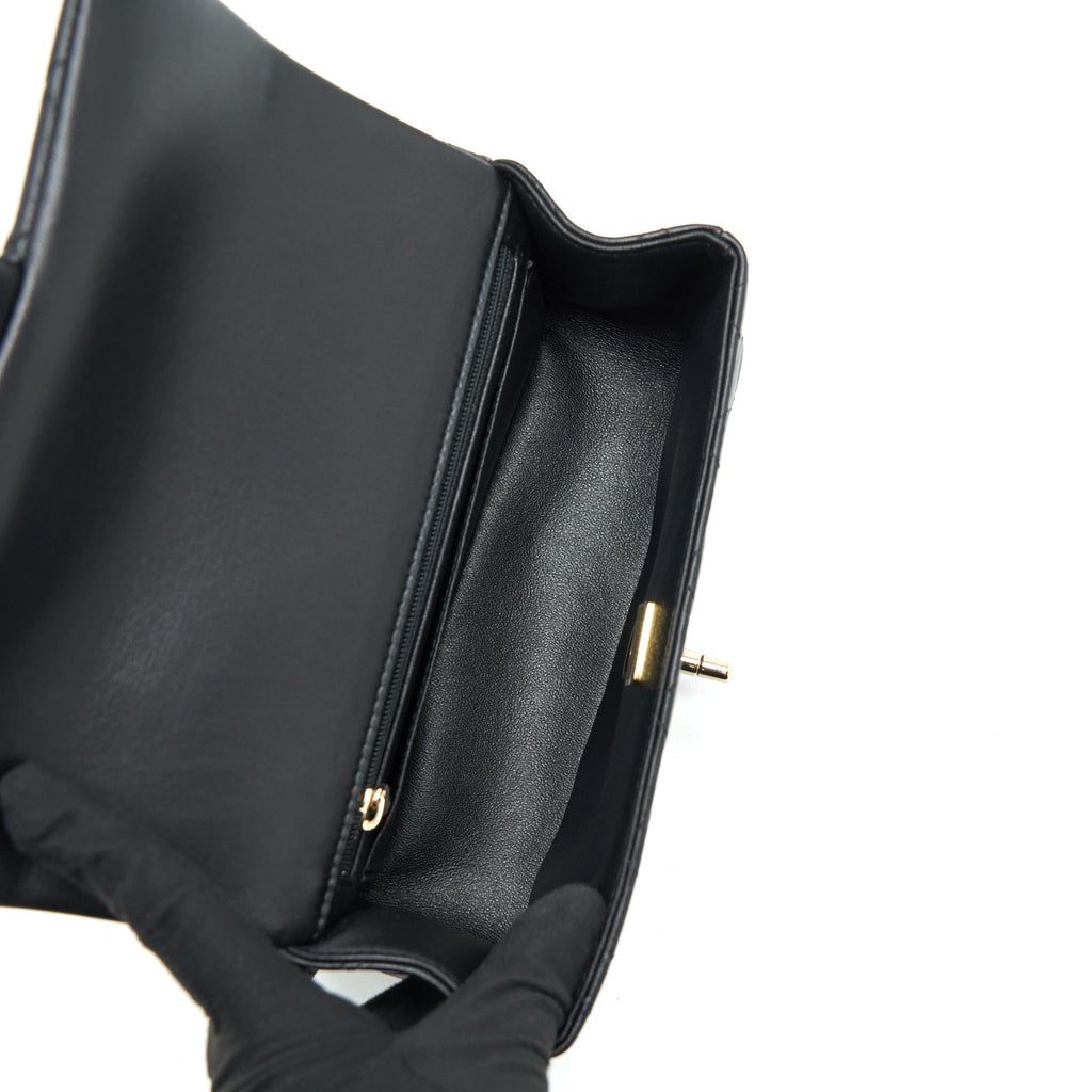 CHANEL 22P TOP HANDLE MINI RECTANGULAR FLAP BAG LAMBSKIN BLACK LGHW