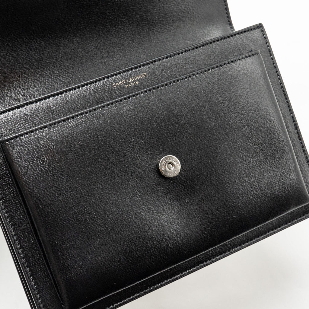 SAINT LAURENT / YSL MEDIUM SUNSET BAG BLACK CALFSKIN BLACK HARDWARE