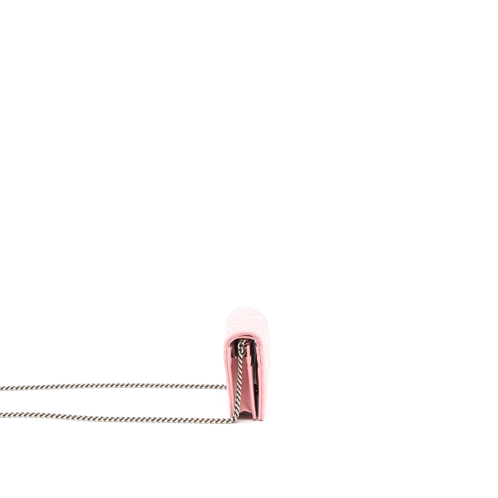 GUCCI MARMONT CARD HOLDER WITH CHAIN CALFSKIN PINK SHW