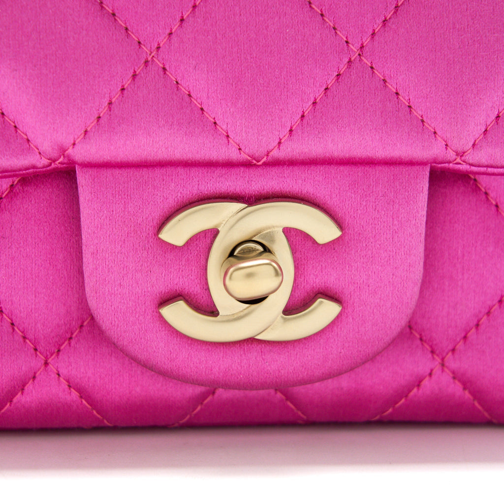 CHANEL EXTRA MINI RECTANGULAR FLAP BAG SILK PINK GHW