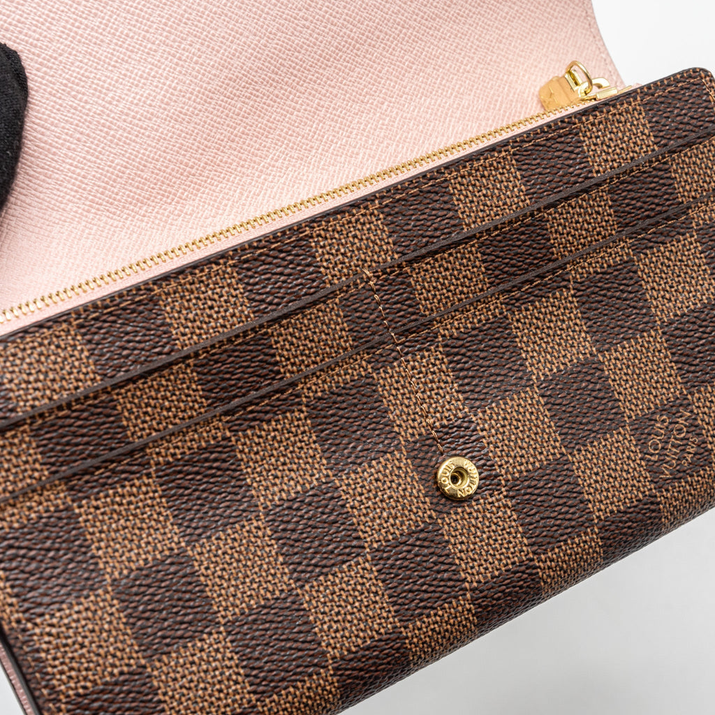 LOUIS VUITTON SARAH WALLET DAMIER EBENE / ROSE BALLERINE