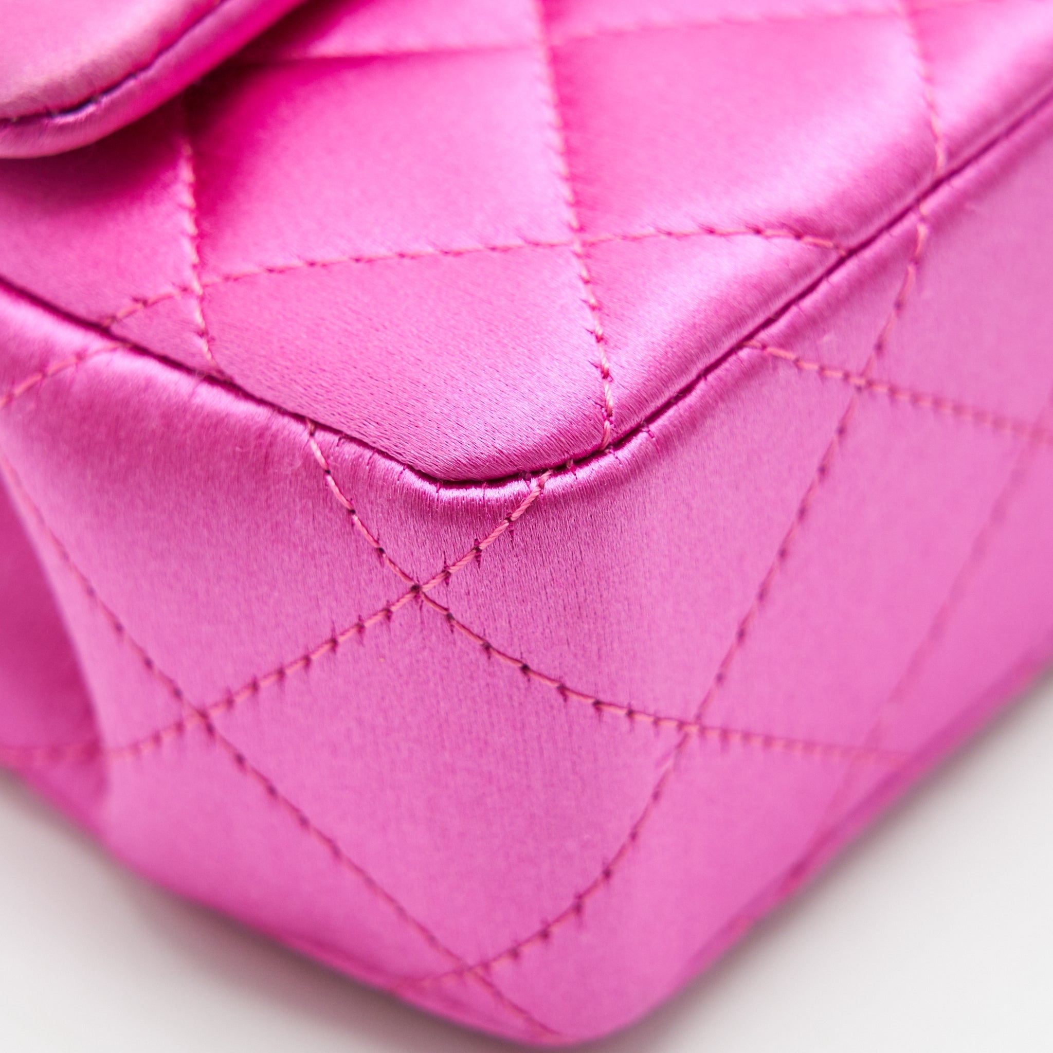 CHANEL EXTRA MINI RECTANGULAR FLAP BAG SILK PINK GHW