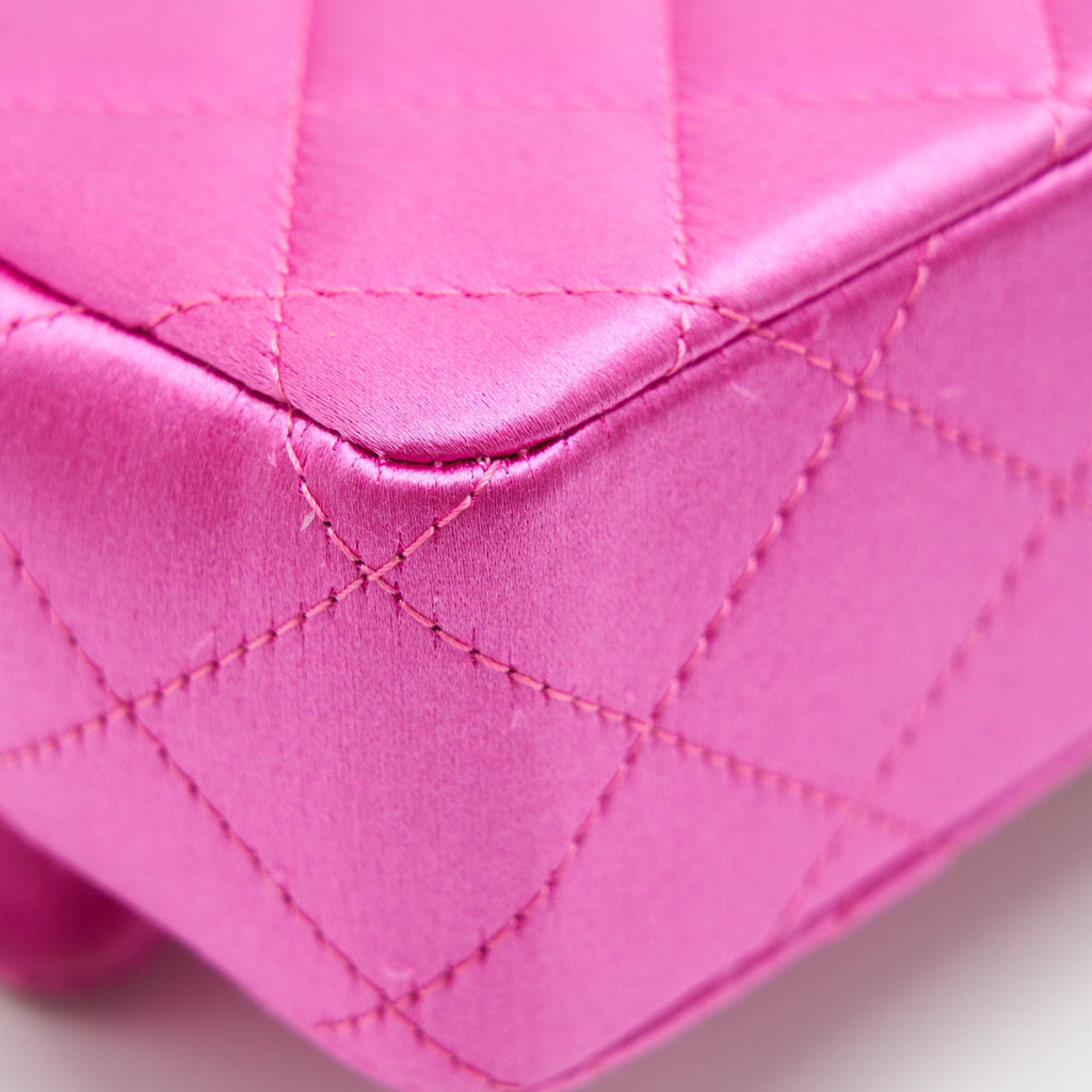 CHANEL EXTRA MINI RECTANGULAR FLAP BAG SILK PINK GHW