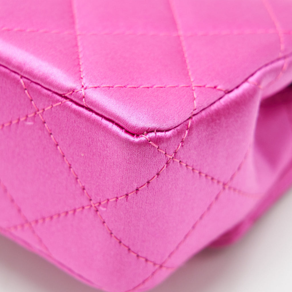 CHANEL EXTRA MINI RECTANGULAR FLAP BAG SILK PINK GHW