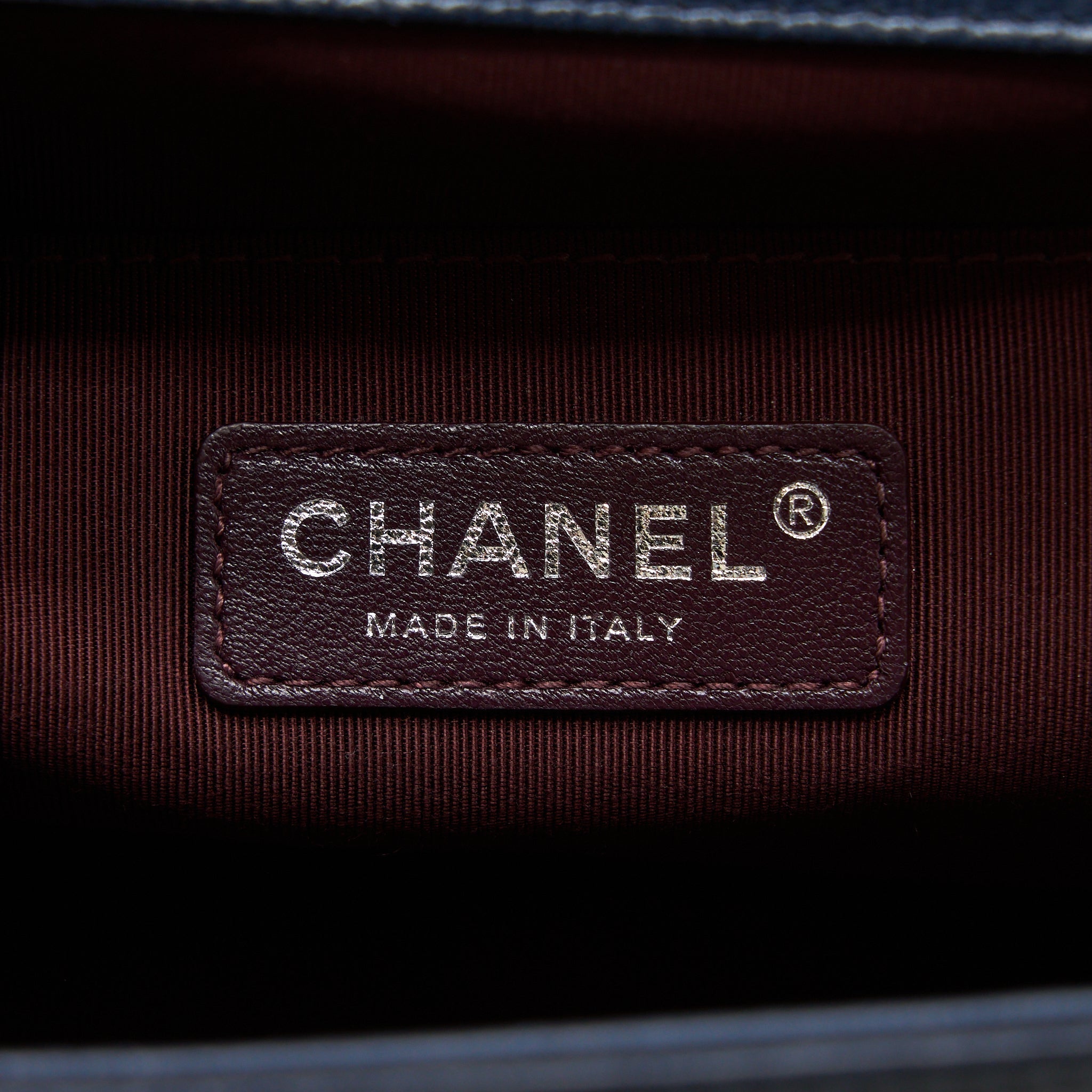 CHANEL MEDIUM BOY BAG LIMITED EDITION WITH CHAIN EDGE AGED CALFSKIN NAVY RUTHENIUM HARDWARE