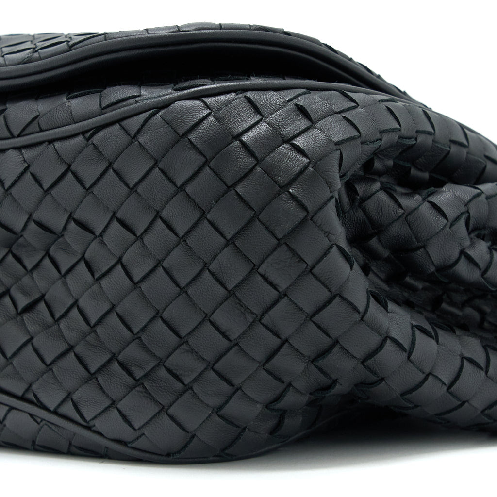 BOTTEGA VENETA INTRECCIATO FLAP BAG BLACK