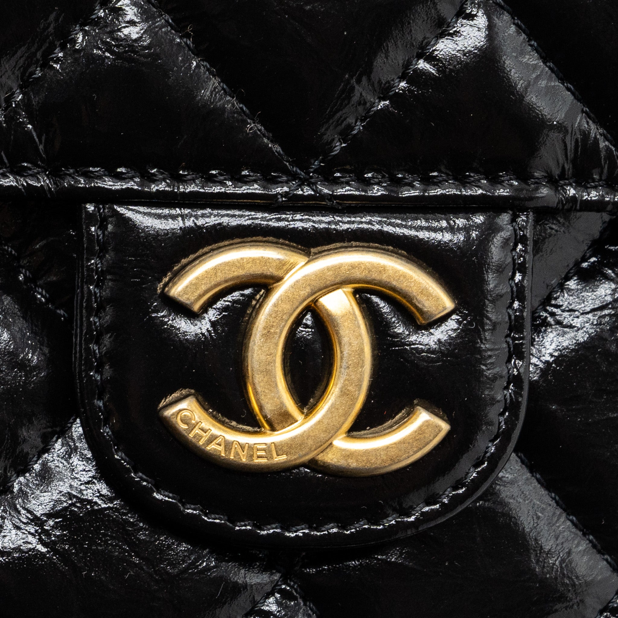 CHANEL 23C SMALL HOBO BAG SHINY CALFSKIN BLACK GHW (MICROCHIP)