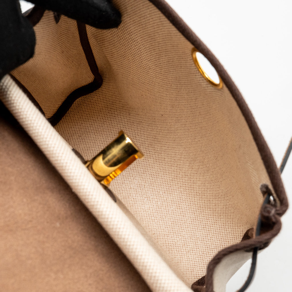 HERMES HERBAG MINI CANVAS/ HUNTER LEATHER ECRU-BEIGE/EBENE GHW