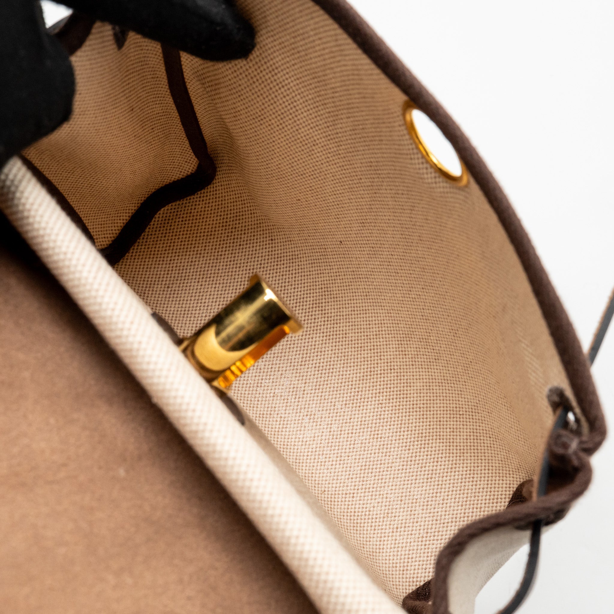 HERMES HERBAG MINI CANVAS/ HUNTER LEATHER ECRU-BEIGE/EBENE GHW
