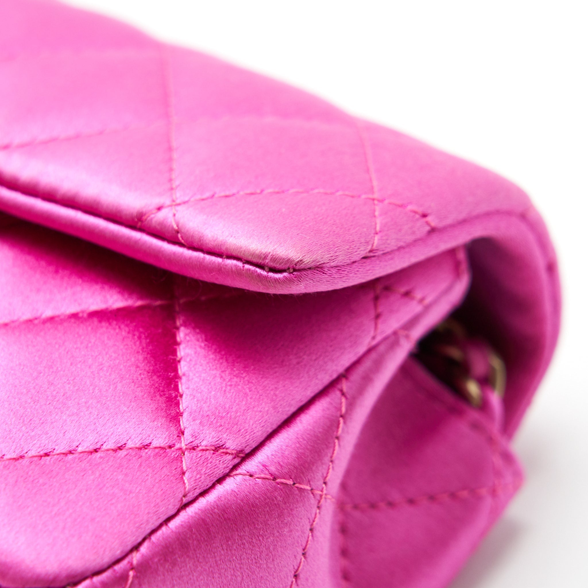 CHANEL EXTRA MINI RECTANGULAR FLAP BAG SILK PINK GHW