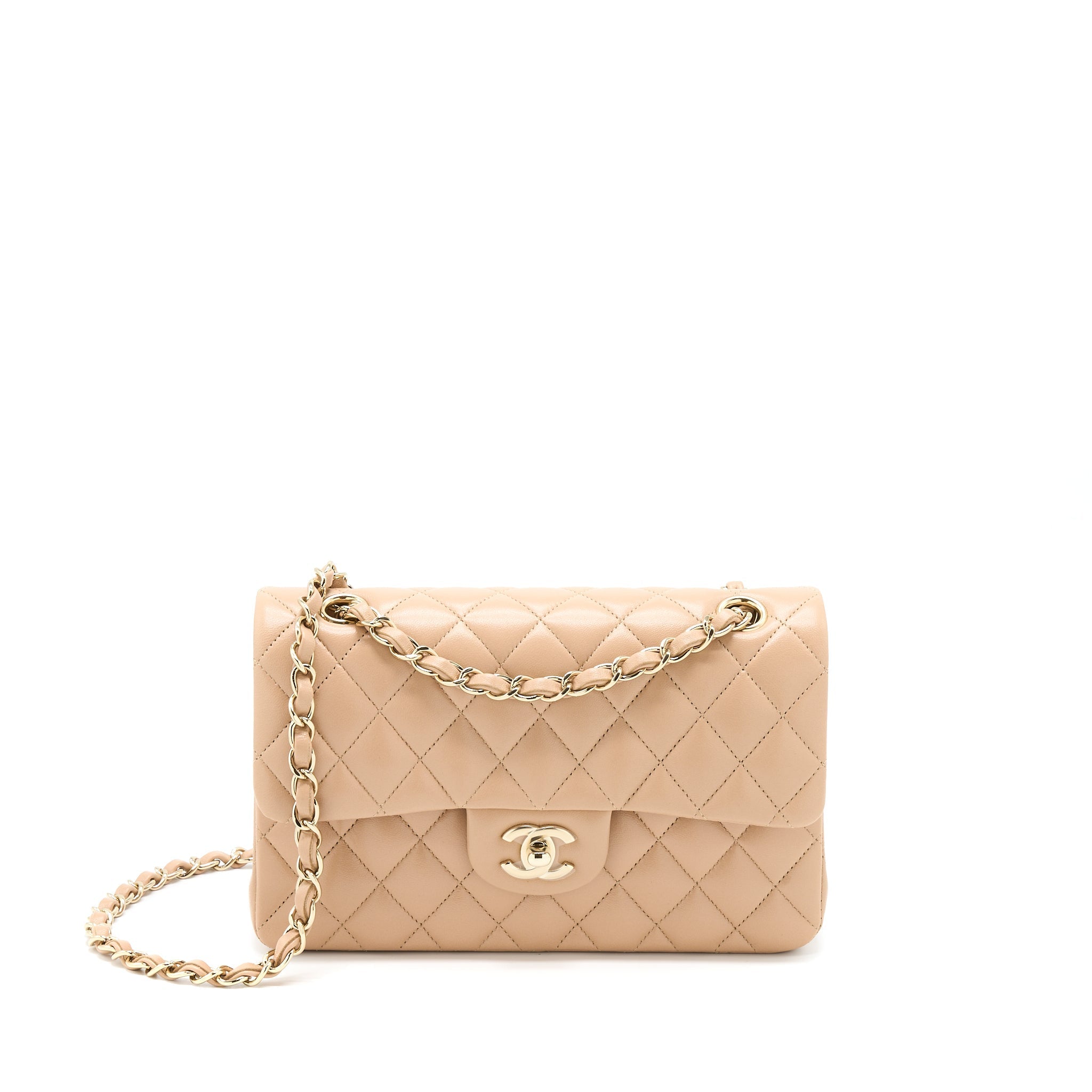 CHANEL 22B SMALL CLASSIC FLAP BAG LAMBSKIN BEIGE LGHW
