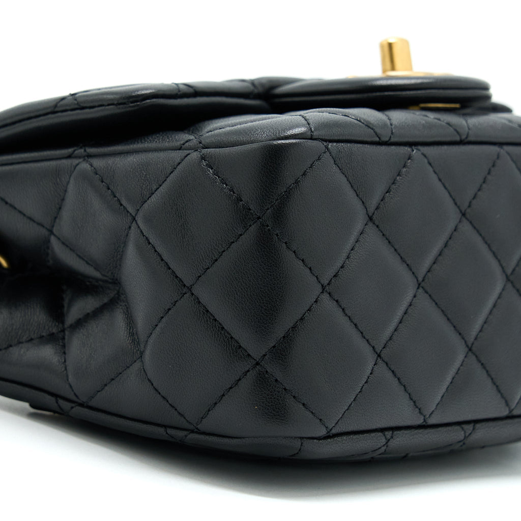 CHANEL PEARL CRUSH MINI SQUARE FLAP BAG LAMBSKIN BLACK GHW (MICROCHIP)