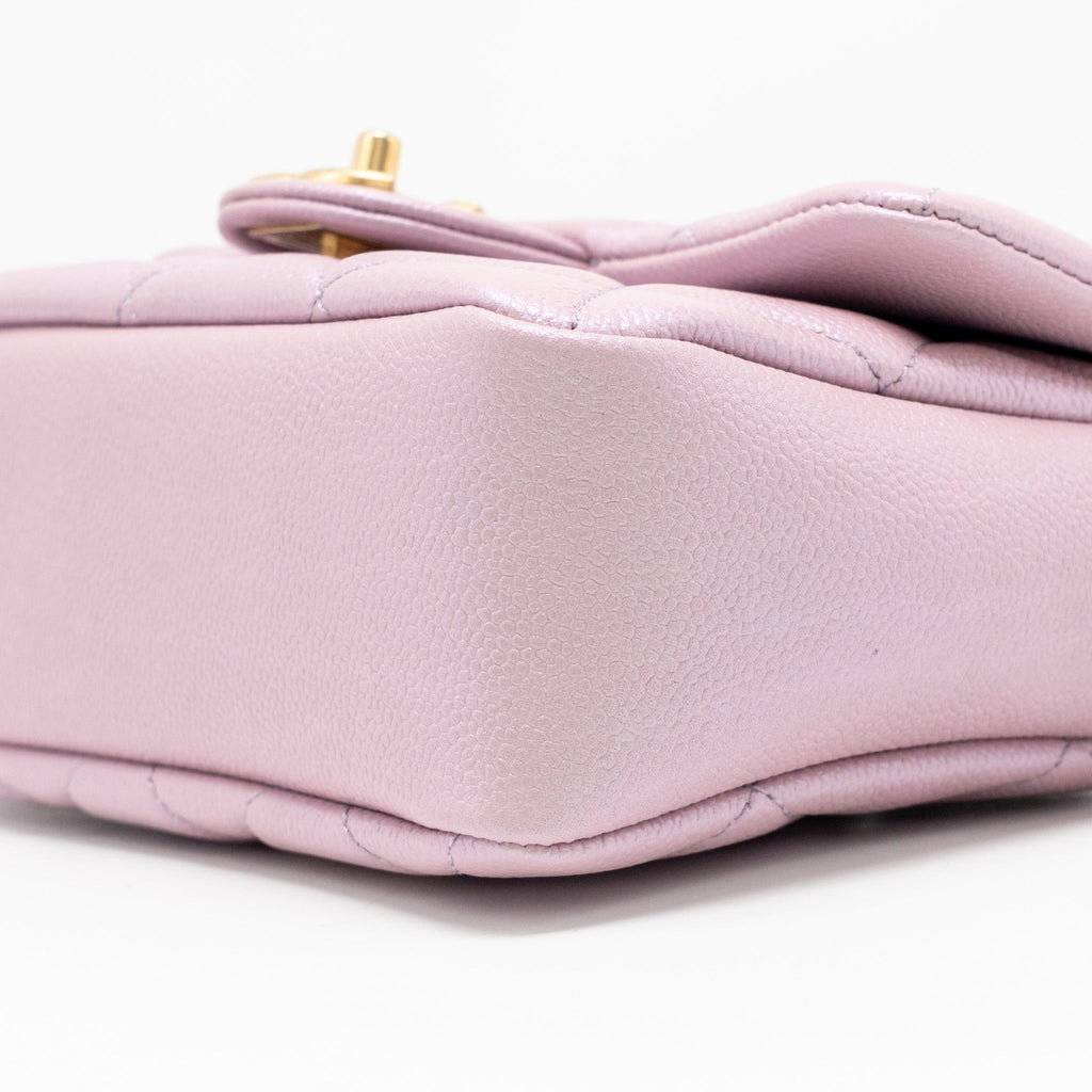 CHANEL 21K MY PERFECT MINI FLAP BAG CAVIAR IRIDESCENT PINK GHW (MICROCHIP)