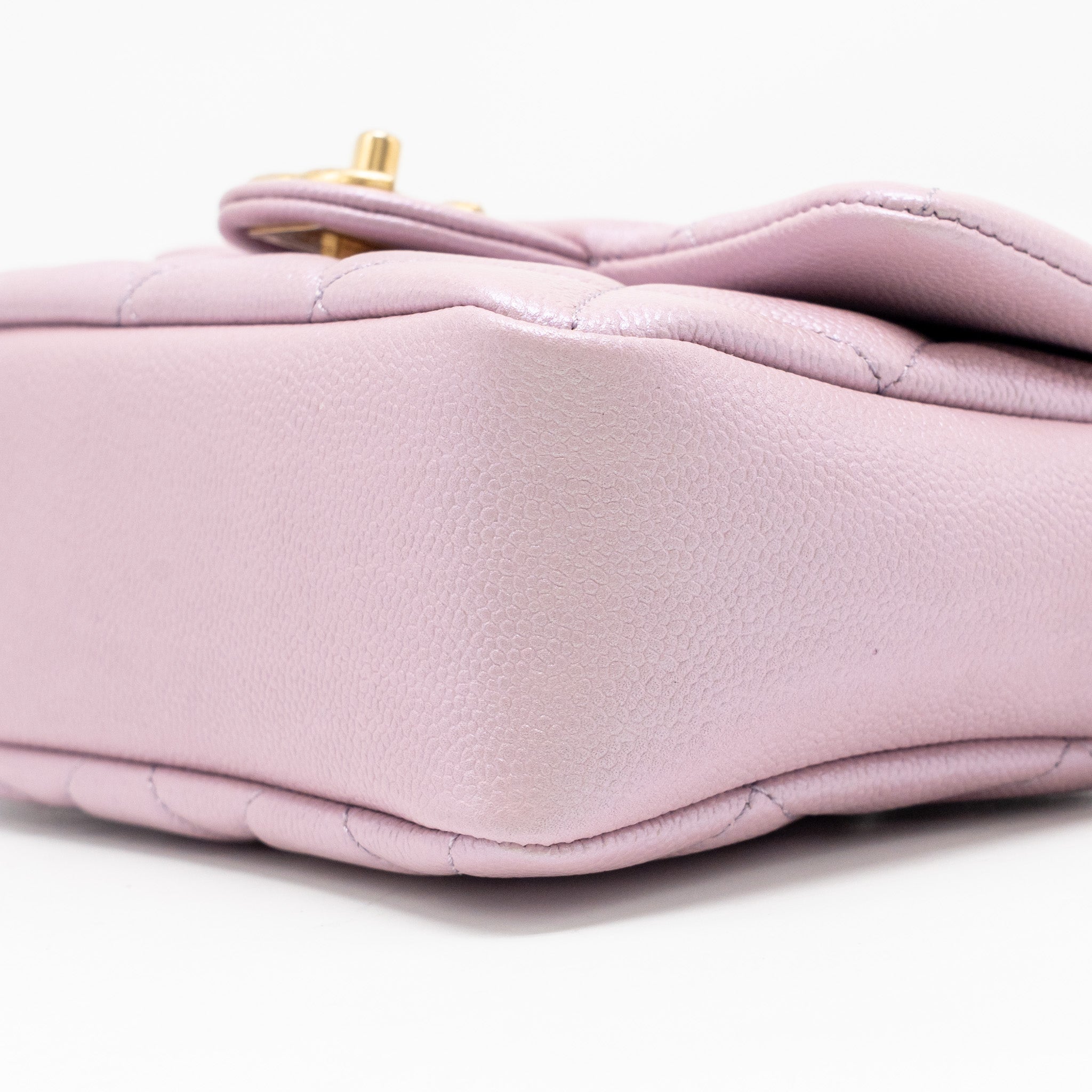 CHANEL 21K MY PERFECT MINI FLAP BAG CAVIAR IRIDESCENT PINK GHW (MICROCHIP)