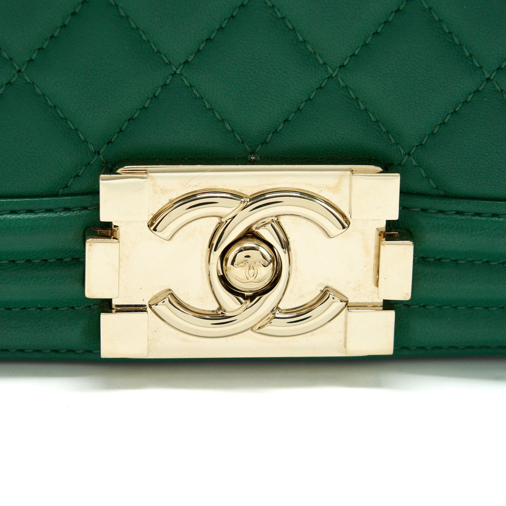 CHANEL SMALL BOY BAG LAMBSKIN GREEN LGHW