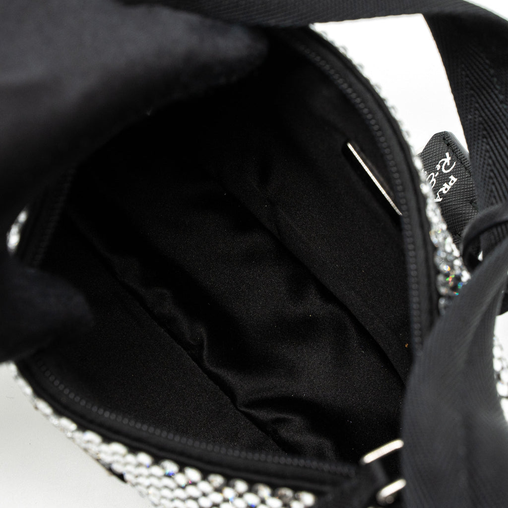 PRADA RE-EDITION 2000 MINI-BAG SATIN/CRYSTAL BLACK SHW