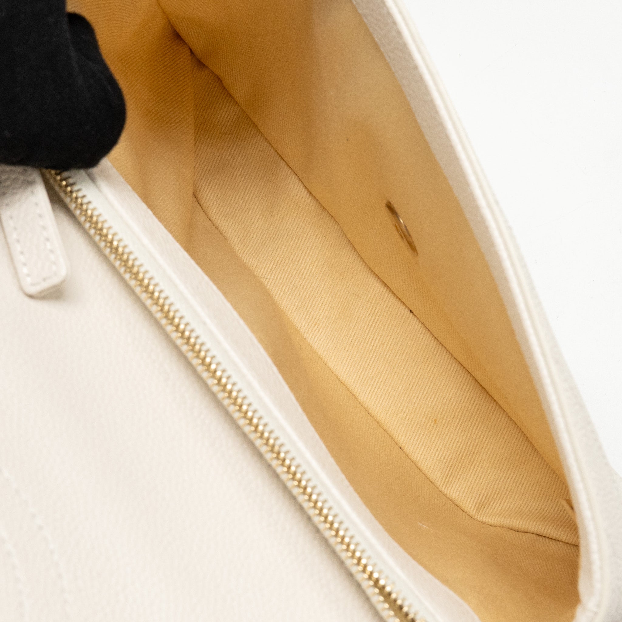 CHANEL CHIC AFFINITY TOP HANDLE FLAP BAG CAVIAR WHITE GHW