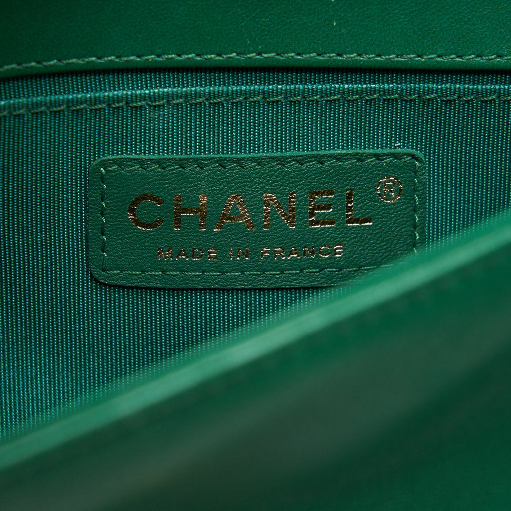 CHANEL SMALL BOY BAG LAMBSKIN GREEN LGHW